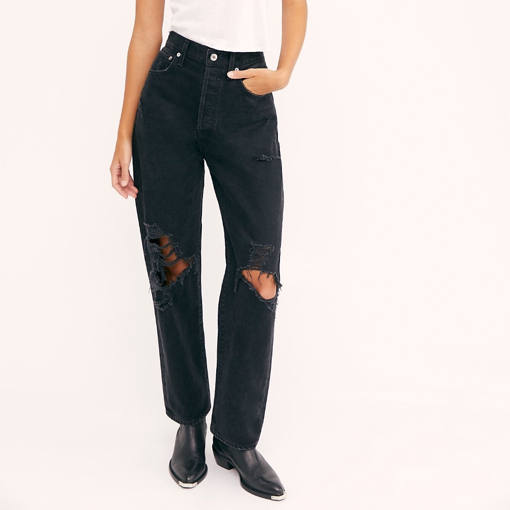 Agolde 90s Jeans Black Distressed Size 27
